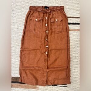 Nicole Miller Pure Linen Button Down Skirt Size L (Fits M/L)